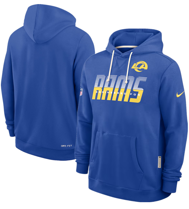 Men's Royal Los Angeles Rams Sideline Standard Issue Top Prospect Dri-FIT Hoodie